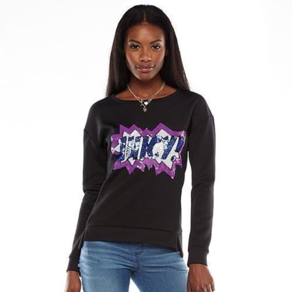 Juicy Couture Juicy! Sequin Black Scuba statement Sweatshirt Medium